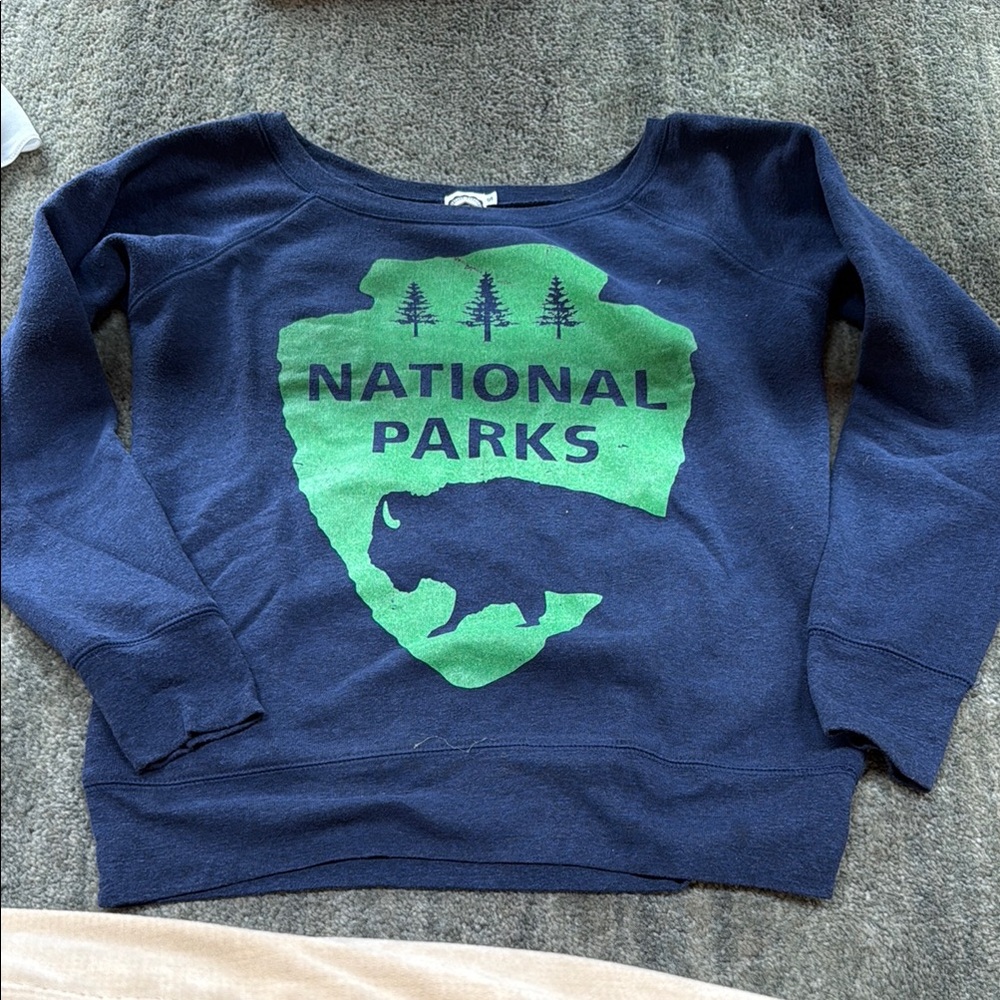 Women's Off Shoulder National Parks Navy Sweatshirt